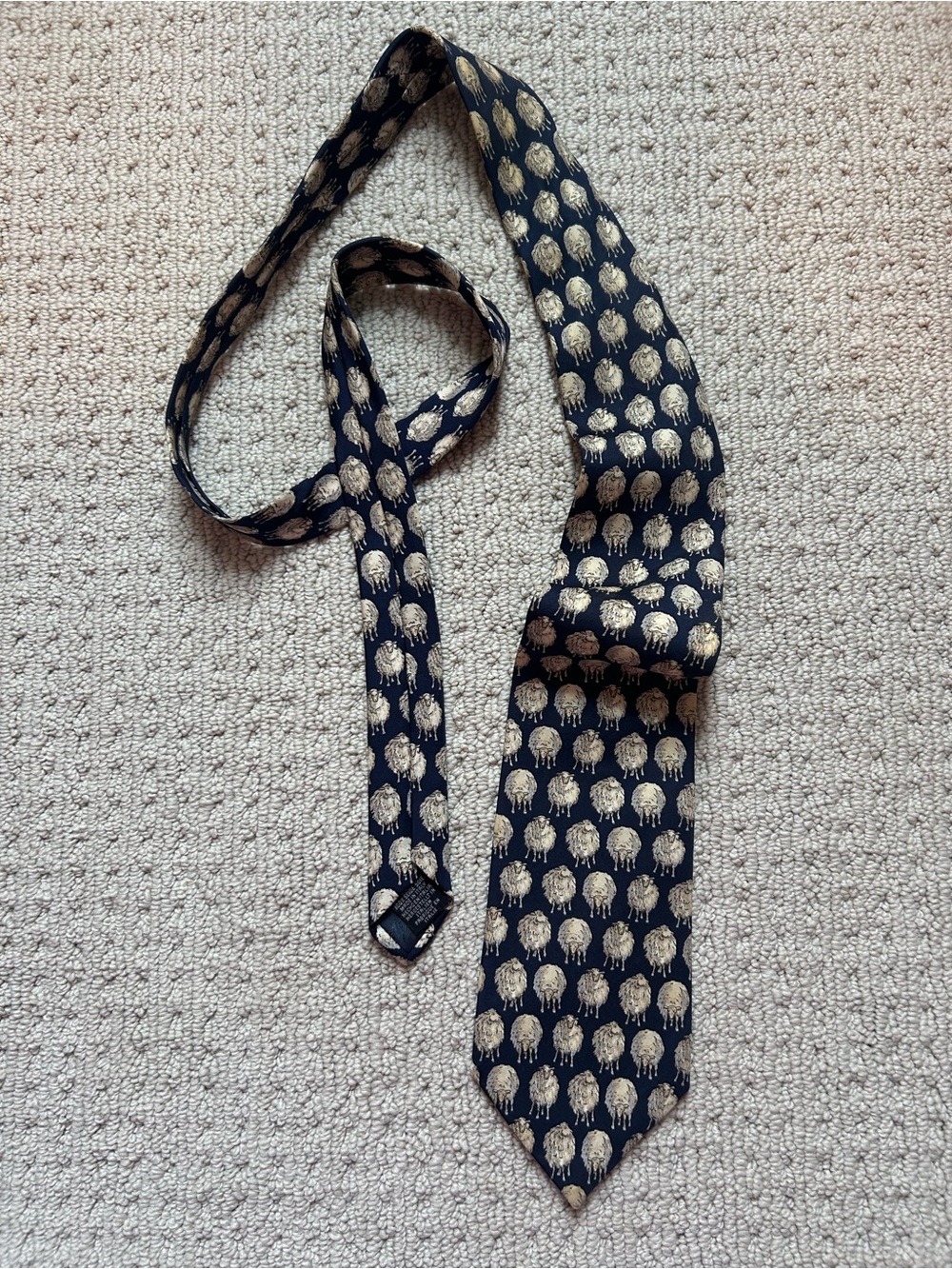 Navy Tie with Sheep Motif - Classic Men's Silk Look